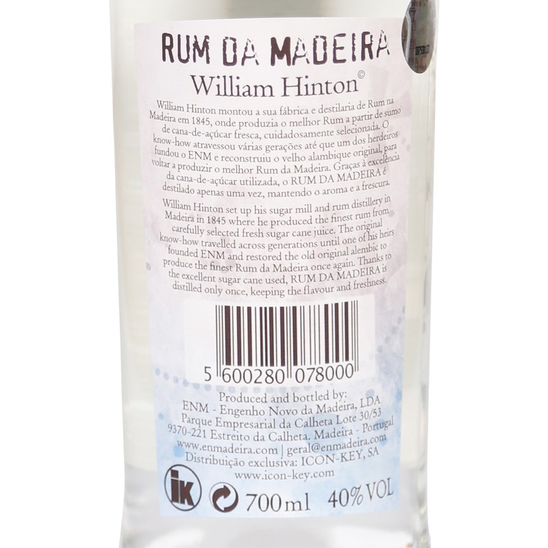 Rum William Hinton Branco 70Cl