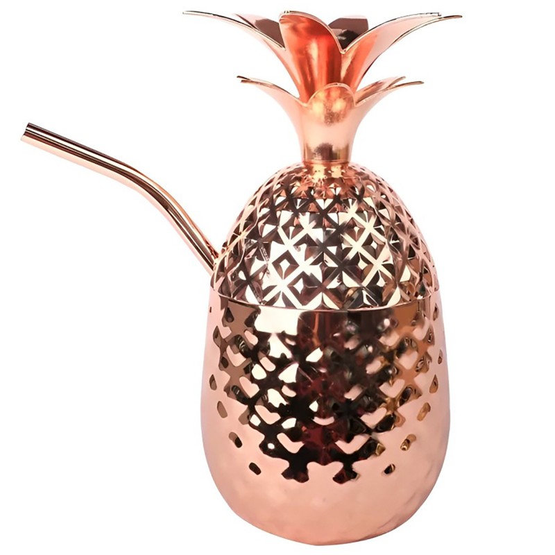 Pineapple Mug 45,5Cl Copper W/Straw