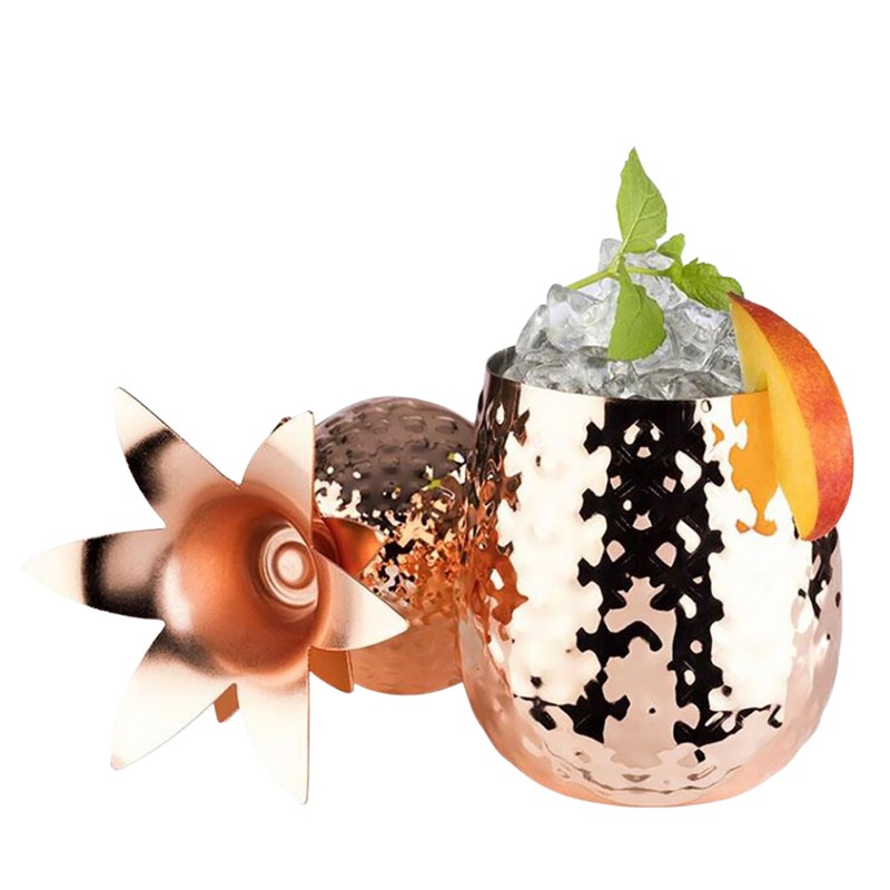 Pineapple Mug 45,5Cl Copper W/Straw