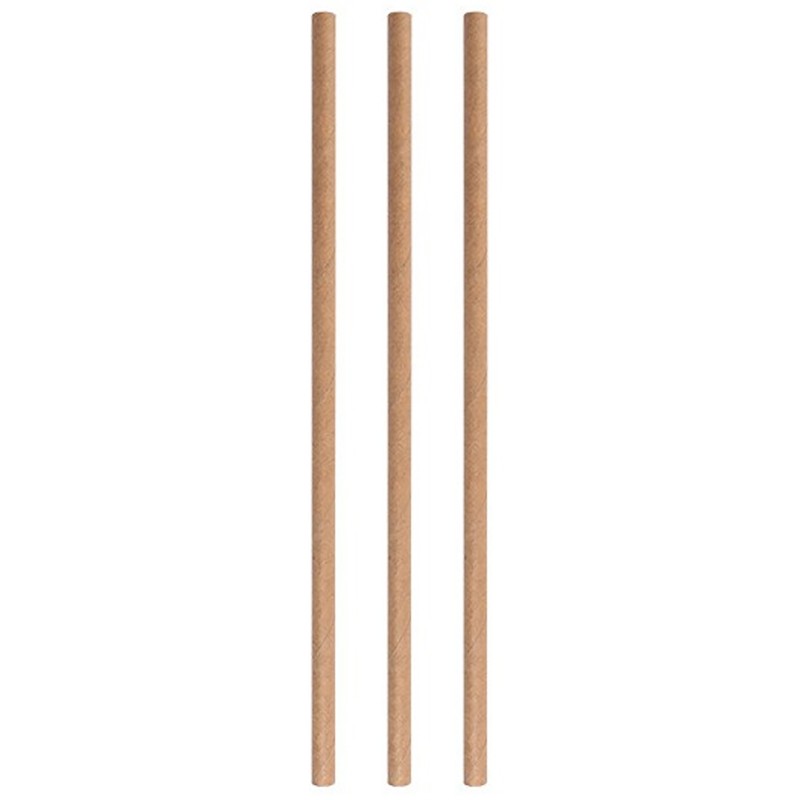 Pack 250 Paper Straws Beige  �8 X 200Mm