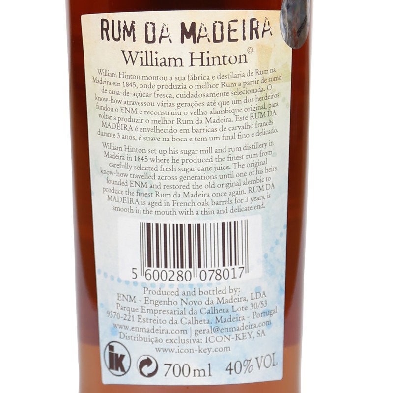 Rum William Hinton 3 Anos 70Cl Rum William Hinton 3 Anos 70Cl